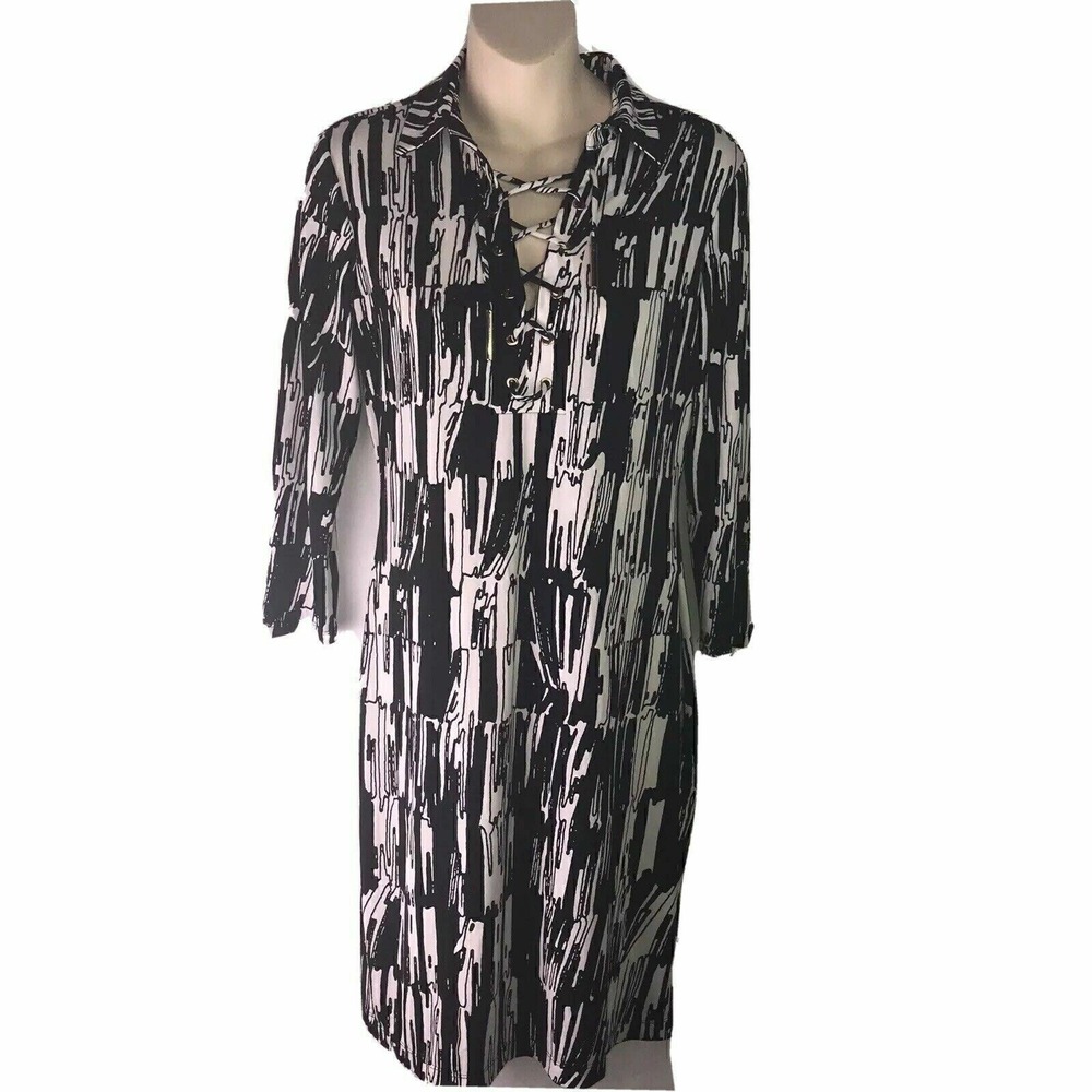 Womens Size 6 Calvin Klein Dress Lace-Up Neckline Modern Classic Old‎ Money